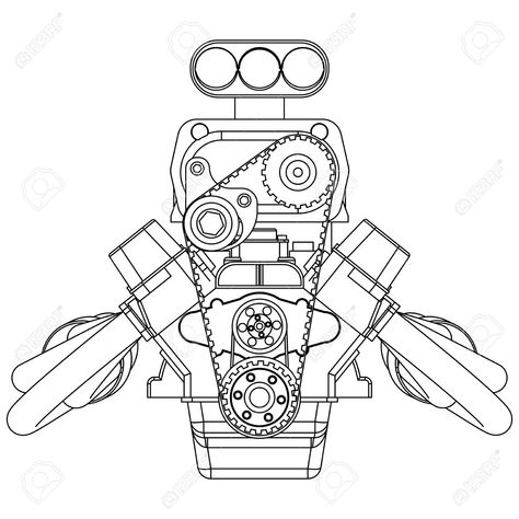 Car Engine Drawing, Engine Schematic, Engineering Sketches, Tattoo Mechanic, Engine Illustration, Engine Drawing, Mechanics Drawing, Engine Tattoo, Exxon Mobil