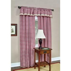 Achim Buffalo Check 14 in. L Polyester/Cotton Valance in Burgundy-BCVL14BU12 - The Home Depot Buffalo Check Curtains, Check Curtains, Tie Up Shades, Vhc Brands, Farmhouse Curtains, Red Panels, Cotton Curtains, Lined Curtains, Rod Pocket Curtain Panels