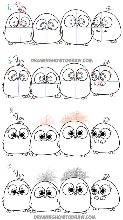 Angry Bird Movie, Birds Drawing, Birds Movie, Angry Birds Movie, How To Draw Steps, Baby Birds, Baby Drawing, Angry Bird, Step Drawing