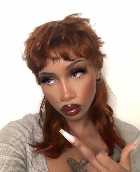 Mullet Lace Front Wig, Long Mullet Black Women, 27 Piece Mullet, Ginger Mullet Women, Straight Pixie Haircut Black Women, Mullet Wig Black Woman, Curly Mullet Black Women, Natural Mullet, Ginger Bob Black Women