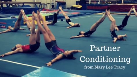 Partner Conditioning, Gymnastic Conditioning, Gymnastics Warm Ups, Gymnastics Games, Dancing Room, Gymnastics Ideas, Doing It Alone, Gymnastics Conditioning, Gymnastics Lessons