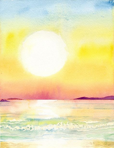 Tropical Sun (watercolour) Watercolour Basics, Making Comics, Sun Svg, Watercolor Art Face, Watercolor Art Diy, Watercolor Art Journal, Sun Painting, Tropical Sun, Watercolor Art Paintings