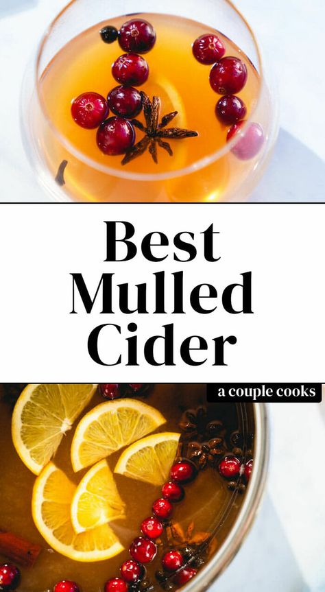 Hot Mulled Apple Cider, Mulled Cider Spices, Mulled Cider Recipe, Mulled Apple Cider, A Couple Cooks, Mulling Spices, Cozy Drinks, Mulled Cider, Cider Recipe