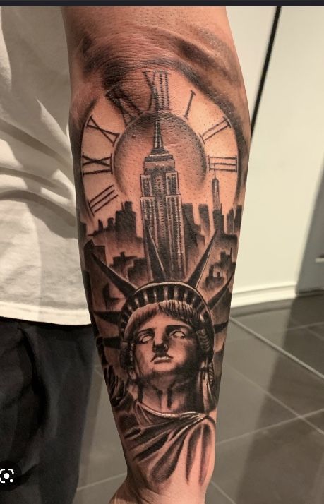 Why So Serious Tattoo, Statue Of Liberty Tattoo, Queen Bee Tattoo, Back Of Leg Tattoos, Liberty Tattoo, Doctor Tattoo, Masculine Tattoos, Night Theme, Wild Tattoo