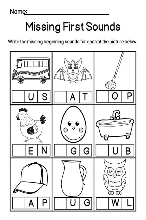 This Missing First Sounds Worksheets is a great resource to help students to learn words, practice beginning sounds and spelling. Help them gain confidence and do better scholastically.😊 Spelling Help, Beginning Sounds Worksheets, Cvc Words Kindergarten, School Age Activities, Homeschool Preschool Activities, Kindergarten Reading Worksheets, Homeschool Worksheets, Toddler Homeschool, Elementary Learning