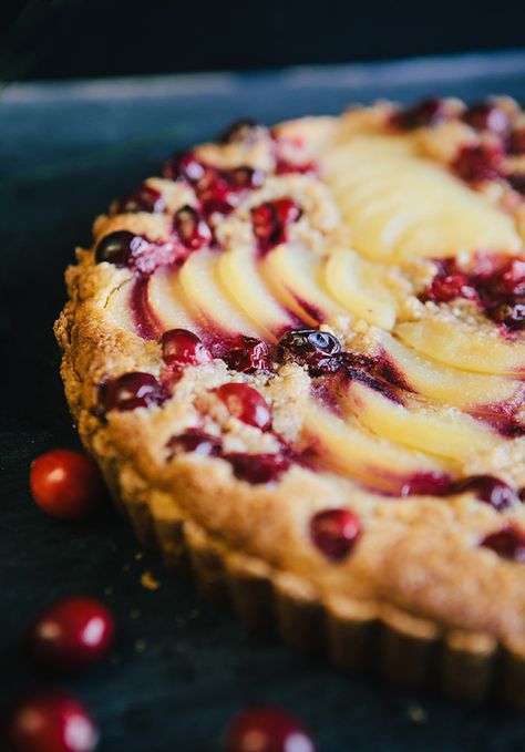 Cranberry Pear Tart with Almond Cream - Some the Wiser Tart Christmas, Holiday Tarts, Cranberry Pear, Pear Tart, Christmas Pie, Pie Crusts, Thanksgiving Food Desserts, Cranberry Recipes, Almond Cream