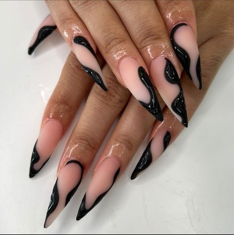 Black Summer Nails, Black Almond Nails, Summer Nails 2024, Trendy Nail Art Designs, Stiletto Nails Designs, Long Acrylic Nails Coffin, Almond Acrylic Nails, Unique Acrylic Nails, Trendy Nail