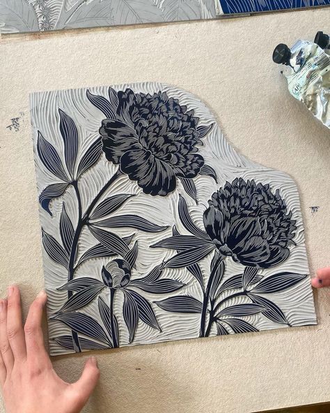 Linocut Prints Pattern, Lino Flowers, Botanical Linocut, Linocut Prints Art, Linocut Pattern, Lino Print Pattern, Linocut Inspiration, Printmaking Inspiration, Craft Drawing