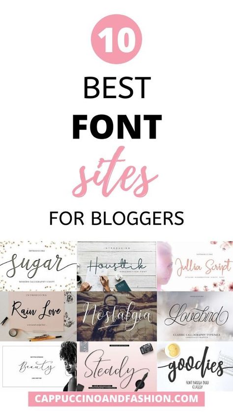 Create a blog logo, brand your business or make aesthetically pleasing digital products. 10 Best Font Sites for Your Next Project. Top Fonts Sites for Bloggers + Ideas on How to Use Them #bloggers #blogger #bloggertips #blog #blogtips #bloggingtips #digitalproducts #font #fonts #fontsites #bestfonts Fonts For Blogs, Free Fonts For Commercial Use, Fashion Blog Names, Blog Website Template, Decluttering Checklist, Top Free Fonts, Simplify Your Home, Top Fonts, Feminine Fonts