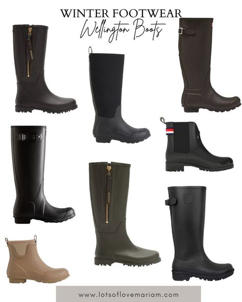 Wellington boots are my go to during autumn and winter! they keep my feet warm and protected from the rain or mud! I have gathered 4 different types of winter footwear you need to own to get you through winter Fall Rain Boots, Winter Footwear, Elegant Boots, Warm Winter Boots, Wellington Boot, Cold Weather Fashion, Wellington Boots, Lots Of Love, Winter Shoes