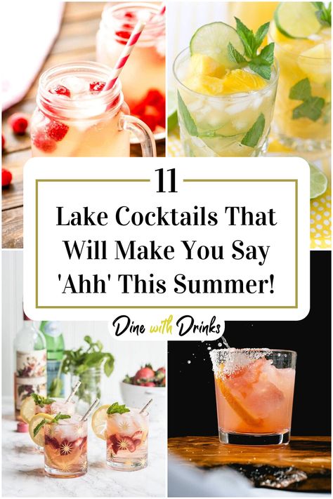 Collage of 4 lake cocktails. Lake Cocktails, Boat Cocktails, Lake Drinks, Drinks Alcohol Recipes Easy, Best Mixed Drinks, Summertime Cocktail, Easy Alcoholic Drinks, Light Cocktails, Summer Drinks Alcohol