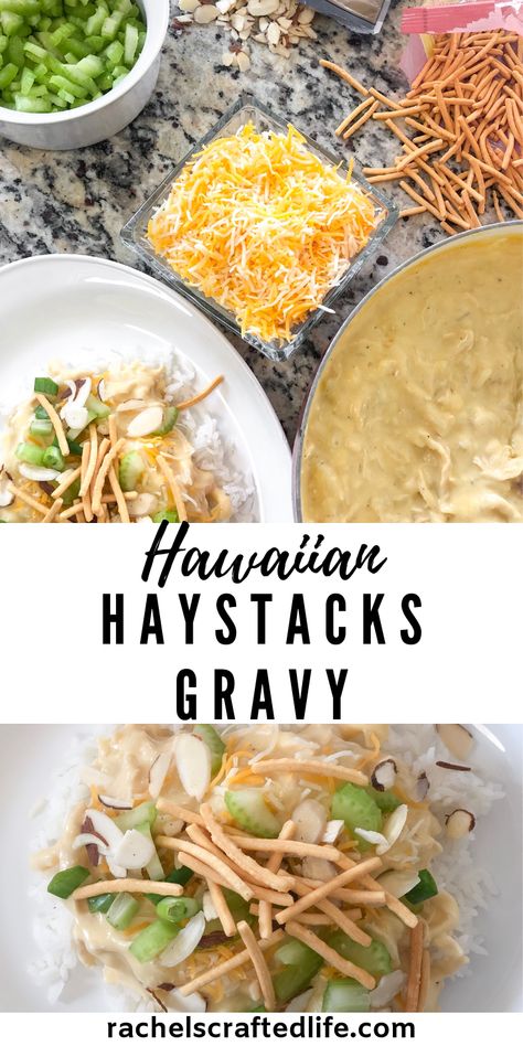 Haystack Chicken Recipe, Hawaiin Haystacks Recipe Crock Pot, Hawaiian Haystacks Recipe, Hawaiian Haystack Recipe, Hawaiian Haystacks, Haystacks Recipe, Chicken Recipes Easy Quick, Hawaiian Dishes, Gravy Recipe