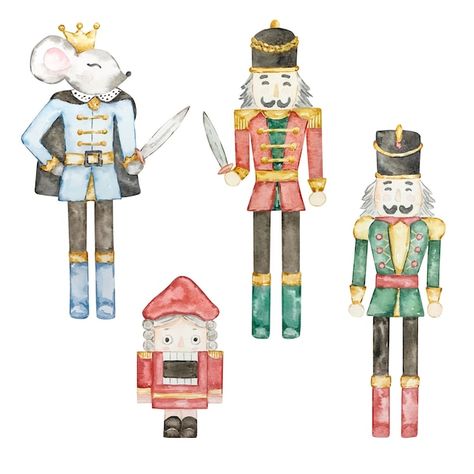 Mouse King Nutcracker, Watercolor Nutcracker, Christmas Nutcrackers, Christmas Soldiers, Mouse King, Nutcracker Soldier, Nutcracker Ballet, Nutcracker Christmas, Icon Set Vector