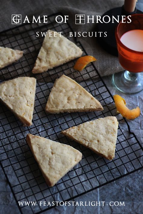 Sansa's sweet biscuits and buttermilk from the book series, Game of Thrones, A Song of Ice and Fire. Sweet Biscuit Recipe, Feast Of Starlight, Movie Foods, Game Of Thrones Food, Geek Recipes, Movie Recipes, Fictional Food, Sweet Biscuits, Medieval Recipes