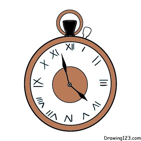 Clock Drawing Tutorial - How to draw Clock step by step Easy Clock Drawing, Simple Clock Drawing, Clock Aesthetic Drawing, Cute Clock Drawing, Time Drawing Clock, Drawing Of Clock, Clock Drawing Simple, Gen Math, Clock Doodle