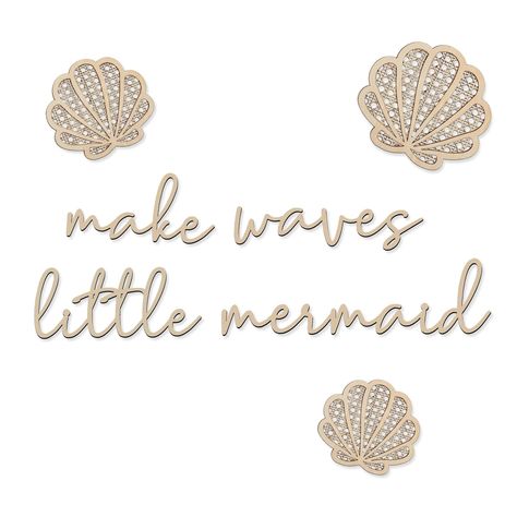 PRICES MAY VARY. Nursery Mermaid Decor: Our set includes 3 beautifully crafted double wooden shells accompanied by the inspiring slogan "Make Waves Little Mermaid". Place them in your girl's room for an enchanting appeal and visual enjoyment. Widely Applicable: These versatile shells and mermaid decor elements can be hung anywhere you desire, adding a touch of boho charm to living rooms, bedrooms, nurseries, study rooms, kitchens, dormitories, porches, offices, restaurants, and more. Elegant Des Mermaid Decals, Girl Under The Sea Nursery, Mermaid Nursery Ideas, Shell Nursery, Boho Mermaid Room, Mermaid Bedroom Decor, Beachy Nursery Girl, Under The Sea Girl Nursery, Mermaid Toddler Room