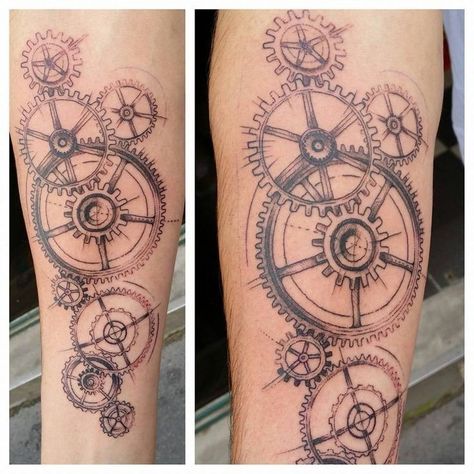 Sprocket Tattoo, Clockwork Tattoo, Steampunk Tattoo Design, Gear Tattoo, Steampunk Tattoo, Bicycle Tattoo, Mechanic Tattoo, Clock Tattoo Design, Planet Tattoos