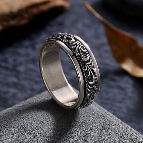 Gothic Engagement Ring, Ring Man, Mens Rings Fashion, Gothic Vintage, Sterling Silver Mens Rings, Rock Punk, Vintage Rock, Mens Silver Rings, Men's Jewelry Rings