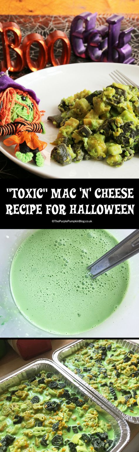 Green Mac And Cheese, Halloween Pasta, Party Buffet Table, Shaped Pasta, Halloween Dishes, Purple Pumpkin, Toxic Foods, Green Food, Party Dishes