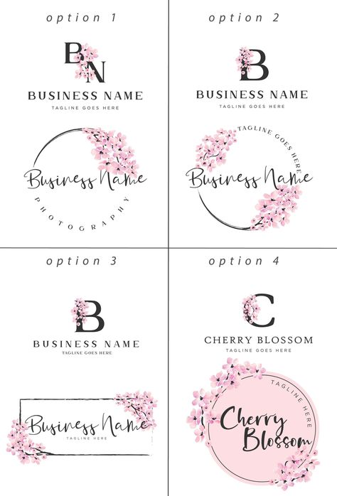 Premade Cherry Blossom Logo&business Card, Br Bisnes Card Design, Cherry Blossom Logo Design, Cherry Blossom Logo, Sakura Logo, Logo Design Ideas Graphics, Blossom Logo, Logo Design Ideas Business, Pink Logo Design, Business Card Logo Design