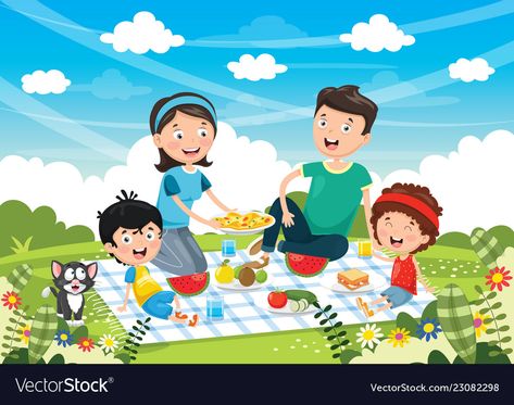 Kids Timeline, Picnic Clipart, Fruit Clipart, Toddler School, Easy Toddler, Family Cartoon, Poster Design Inspiration, Family Picnic, Madhubani Painting