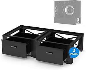 2 Pack Washer Dryer Pedestals with Drawer - 28" Laundry Pedestal for Washer and Dryer Stand, Steel Washing Machine Stand Raiser, 14.3 Inches Height Elevation Black Pedestal For Washer And Dryer, Washing Machine Pedestal, Washer And Dryer Stand, Laundry Stand, Washer And Dryer Pedestal, Washing Machine Stand, Diy Pedestal, Dryer Stand, Laundry Pedestal