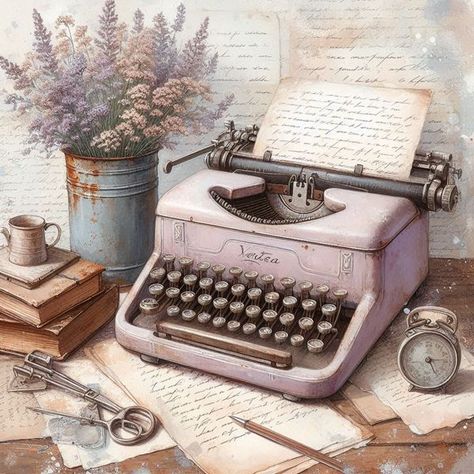 Free Printables + AI Art Sharing | Vintage typewriter, free to use as you like. | Facebook Vintage Typewriter, Vintage Typewriters, Crafty Things, Typewriter, Free Printables, Paper Crafts, Art