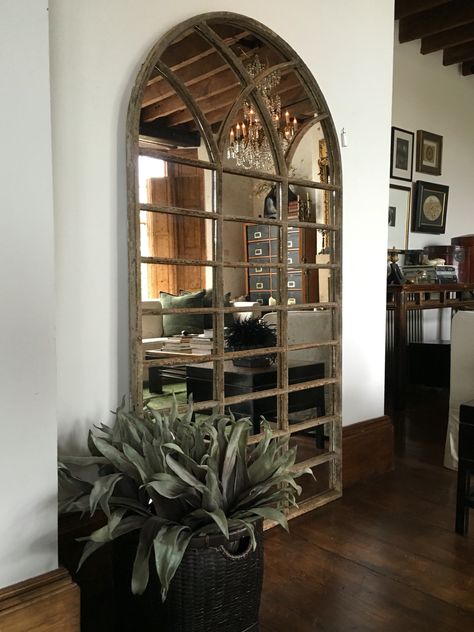 Architectural window mirror restored by Aldgate Home.. Great for interior and exterior display .. Stairwell Mirror Ideas, Wall Mirrors Ideas, Mirror Styling, Furniture Reference, Mirrors Ideas, Minimalist Mirrors, French Window, Oversized Wall Mirrors, House Pool