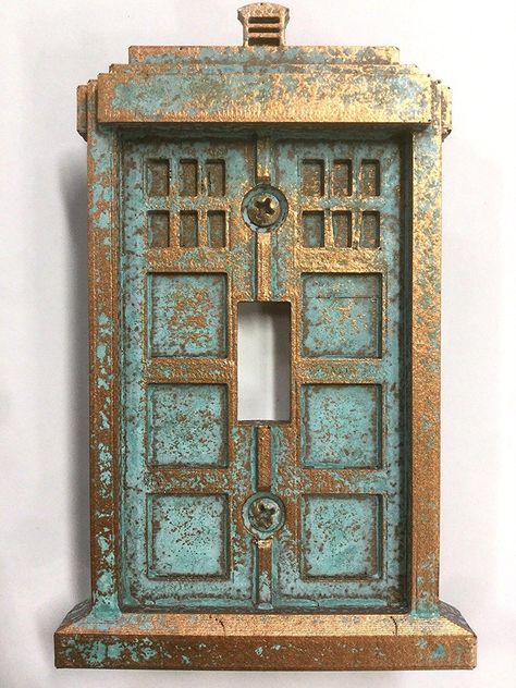 Doctor Who Bathroom, Doctor Who Gifts, Decorative Light Switch Covers, Patina Paint, Aged Copper, Interior Design Themes, Copper Lighting, Light Switch Plate, Light Switch Plate Cover