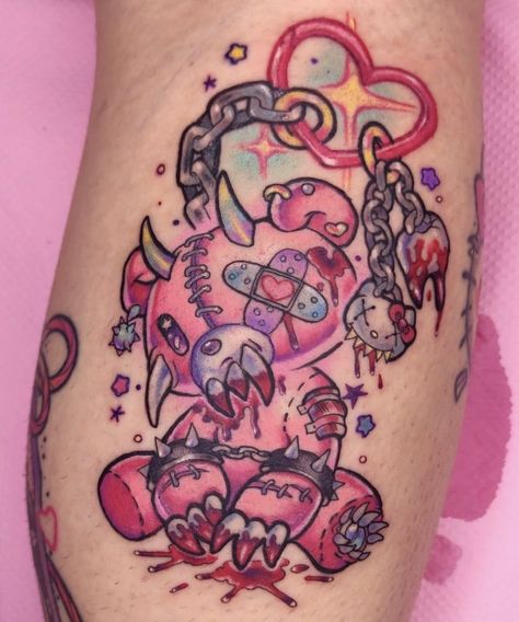 Gloomy Bear Tattoo, Seoul Tattoo, Animation Tattoo, Voodoo Doll Tattoo, Sleeve Inspiration, Goth Tattoo, Doll Tattoo, Gloomy Bear, One Piece Tattoos