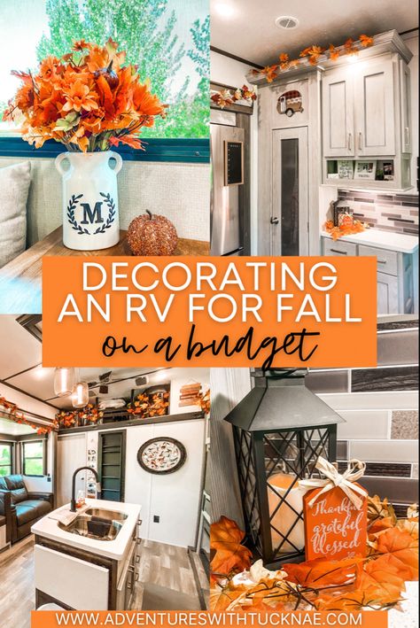 Rv Thanksgiving Decorations, Fall Decor For Rv, Fall Decor Ideas For Trailer, Fall Decor For Camper, Fall Trailer Decor, Fall Decor Ideas For Rv, Travel Trailer Fall Decor, Camper Fall Decorating Ideas, Fall Decor Rv