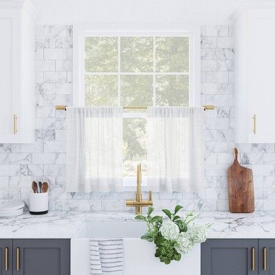 Kitchen Window Curtains, White Cafe, Cafe Curtain, Tier Curtains, Kitchen Valances, Over The Sink, Valance Window Treatments, Curtain Valance, Cozy Style