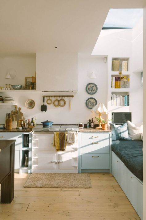 Blue Sitting Room, Victorian House London, Victorian Sitting Room, Anna Louise, Light Blue Kitchens, Slanted Walls, Contemporary Design Style, House In London, London Houses