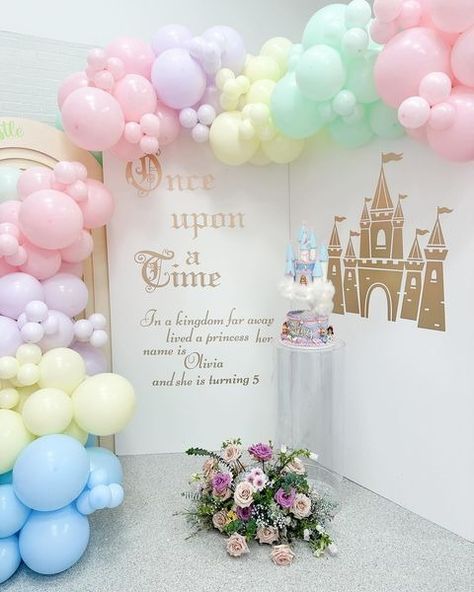 All posts • Instagram Princess 1st Birthday Party Ideas, Disney Princess Birthday Party Decor, Party Favor Wall, Disney Princess Backdrop, Storybook Backdrop, Kids Craft Table, Disney Princess Theme Birthday Party, Kids Table Chairs, Disneyland Party