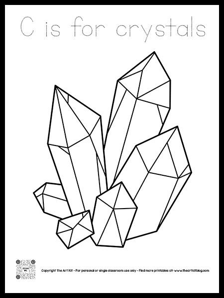 Letter C is for Crystals Coloring Page {Free Printable!} in Dotted Font - The Art Kit Crystal Coloring Page, Borax Crystals, Coloring Page Free Printable, Font Ideas, How To Make Slime, Educational Activities For Kids, In Cursive, Cursive Font, Free Lettering