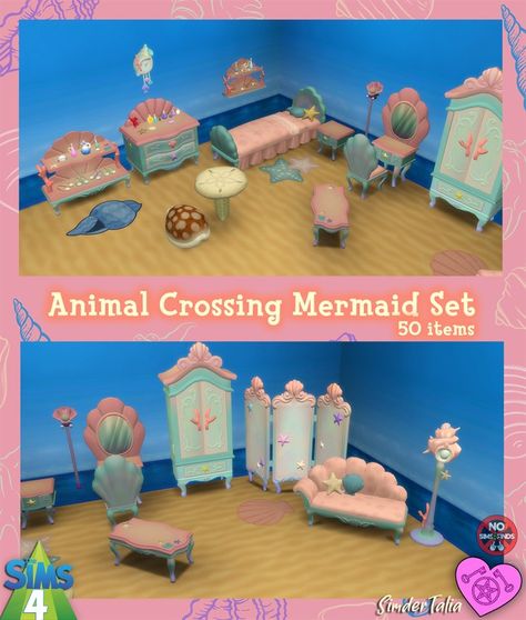 🐚 ACNH Mermaid Set 🧜‍♀️ | Patreon Ocean Sims 4 Cc, Sims 4 Mermaid Cc Furniture, Island Living Sims 4 Cc, Sims 4 Tropical Cc, Sims 4 Cc Mermaid, Sims 4 Mermaid Cc, Medieval Apocalypse, Acnh Mermaid, Sand Dollar Decor