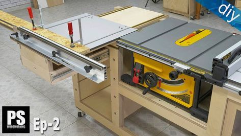 Sliding Carriage Table Saw, Homemade Router Table, Diy Router Table, Table Saw Station, Table Saw Workbench, Table Saw Sled, Table Saw Fence, Table Build, Mobile Workbench