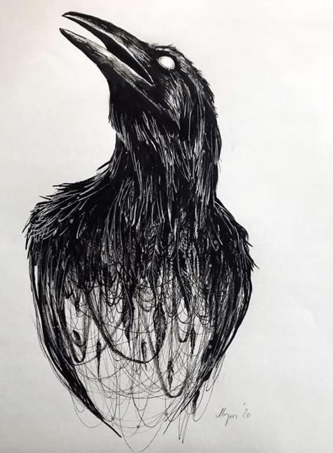 Black Crow Tattoos, Rabe Tattoo, Crows Drawing, Crow Tattoo Design, Crow Tattoo, Norse Tattoo, Nordic Tattoo, Crow Art, Creepy Tattoos