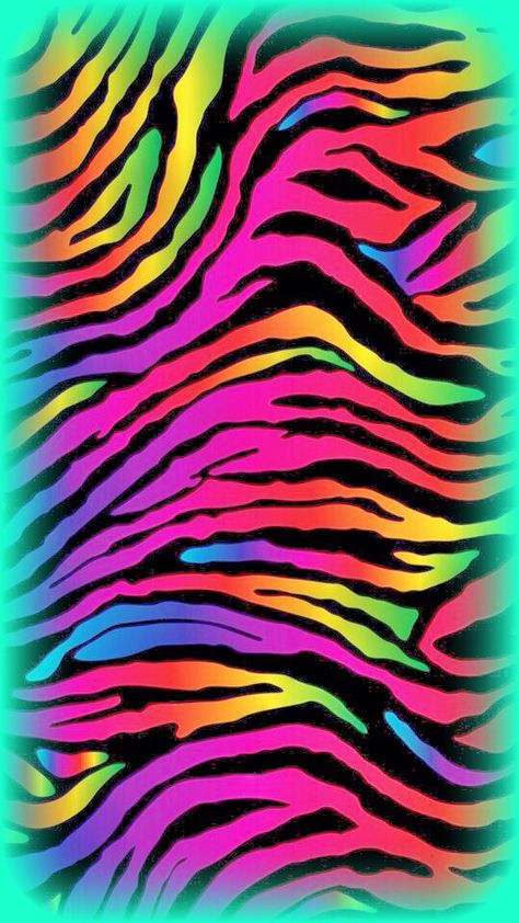 Rainbow zebra print with cyan glow Wallpaper Leopard Print, Hot Pink Preppy, Zebra Print Background, Wallpaper Leopard, Zebra Print Wallpaper, Rainbow Zebra Print, Preppy Wall Collage, Leopard Print Wallpaper, Zebra Wallpaper