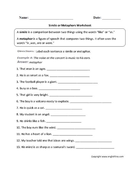 Simile Worksheet, 5th Grade Spelling, 4th Grade Spelling, Speech Worksheets, 1st Grade Spelling, 3rd Grade Spelling, Figurative Language Worksheet, Writing Conclusions, Figures Of Speech