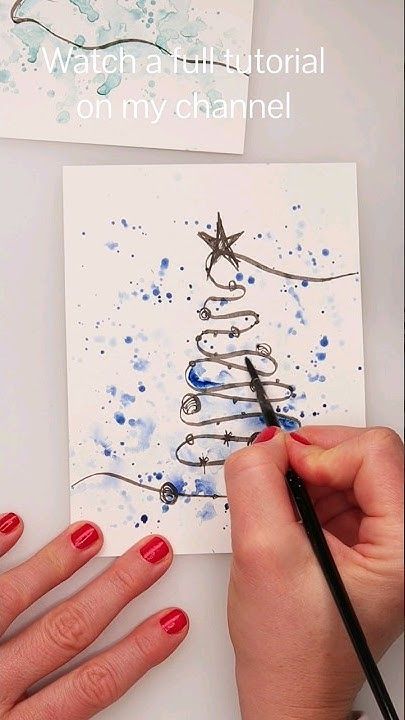 How To Make Watercolor Christmas Cards, Watercolour Painting Christmas Card, Christmas Card Watercolor Ideas Easy, Easy Watercolor Christmas Cards Video Tutorials, Hand Painted Cards Ideas Simple, Xmas Watercolor Cards, Christmas Cards Ideas Picture, Watercolor Christmas Cards Diy Simple, Christmas Watercolor Cards Ideas