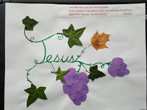 I am the Vine; you are the branches, John 15:5 I Am The Vine You Are The Branches Art, I Am The Vine Craft, Jesus Is The Vine Craft For Kids, Vine And Branches Craft, I Am The Vine You Are The Branches Craft, I Am The Vine You Are The Branches, Vine Fruit, Jesus Crafts, Vine And Branches