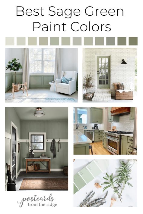 25 Best Sage Green Paint Colors for 2023 - Postcards from the Ridge Complimentary Color Sage Green, Sparkling Sage Paint, Behr Sage Brush, Safe Green Paint Color, Behr Simply Sage, Light Green Paint Colors Living Room, Sage Green Farmhouse Living Room, Sage Green Bedroom Paint, Sage Green Guest Bedroom