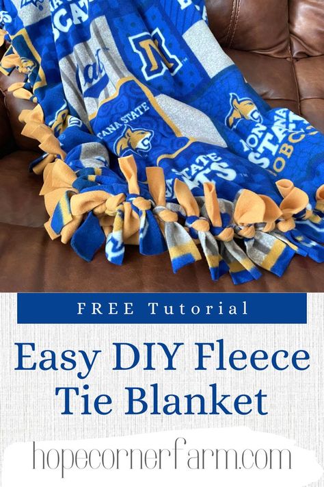 Make A Tie Blanket, Diy Fleece Blanket, Fleece Blanket Tutorial, Flannel Tied, How To Make A Tie, Flannel Tie, Fleece Tie Blanket, Tie Blanket, Blanket Tutorial