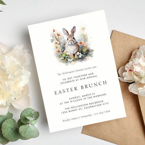 Neutral Easter, Easter Wrapping Paper, Easter Invitations, Easter Stickers, Easter Greeting Cards, Elegant Watercolor, Brunch Invitations, Holiday Party Invitations, Bunny Easter