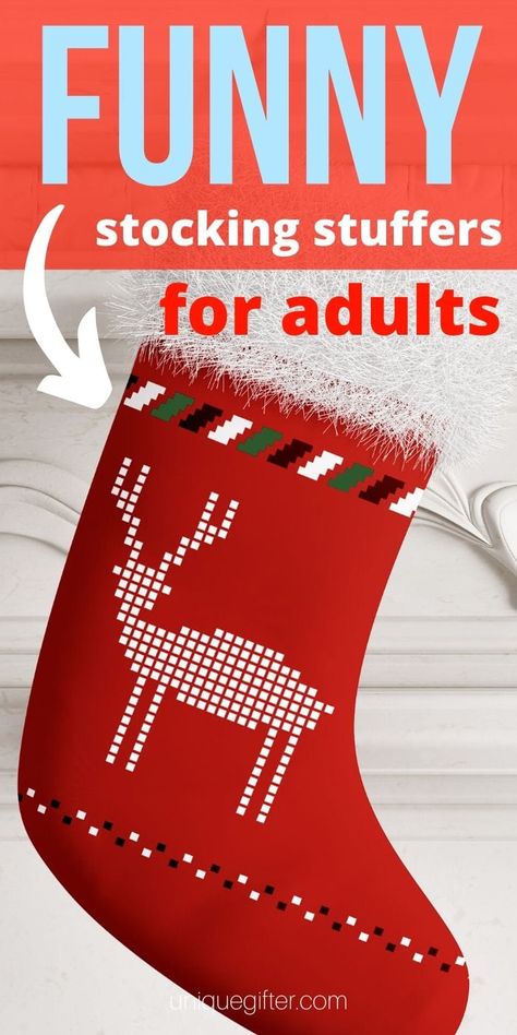 Funny Adult Stocking Stuffer Gift Ideas | Funny Adult Stocking Stuffers | Adult Themed Gifts | Adult Funny Holiday Gifts | Funny Crude Adult Gifts | Hilarious Adult Holiday Gift Ideas | #adultgifts #giftideas #holidays #christmas #stockingstuffers Funny White Elephant Gift Ideas, Funny White Elephant Gifts, Potty Humor, Funny Stocking Stuffers, Stocking Stuffers For Adults, Best White Elephant Gifts, Holiday Gift Exchange, Diy Stocking Stuffers, White Elephant Party