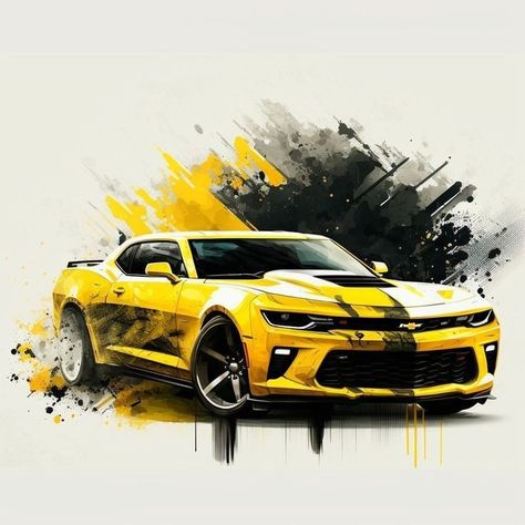 Camaro Art, Viking Face Paint, Auto Racing Art, Camaro Car, Cool Car Drawings, Luxurious Cars, Car Artwork, Camaro Zl1, Chevrolet Camaro Ss