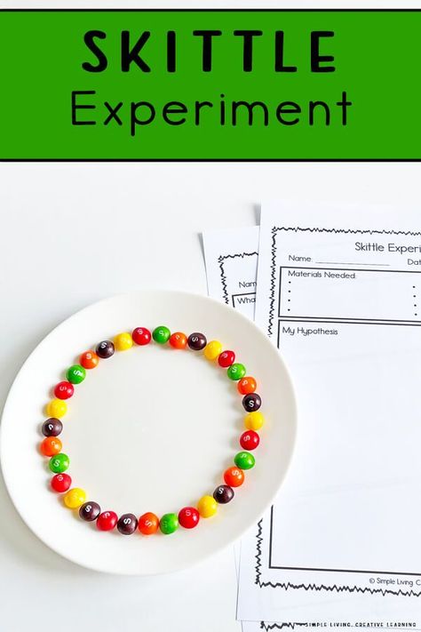 Skittles Rainbow Experiment, Science Experiment Worksheet, Skittles Science Experiment, Skittles Science, Skittles Rainbow, Skittles Experiment, Rainbow Experiment, Science Printables, Elementary Stem Activities