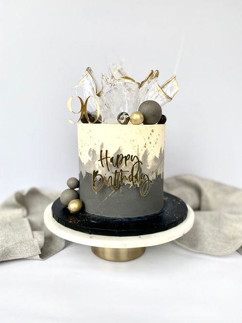 Cake Designs Men Birthday, Make 40th Birthday Cake, Simple Birthday Cake Men, 40th Cakes For Men, Grey Cakes For Men, Cake For Mens Birthday My Husband, Black Gold White Birthday Sheet Cake, Cake Decoration For Men Birthdays, Buttercream Birthday Cakes For Men