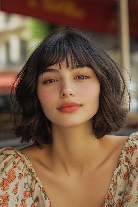 Bohemian Textured Bob, French bob haircut, parisian bob haircut, french bob hairstyle with bangs Parisian Bob With Bangs, Wavy Hair French Bob, French Bob Black Hair, Shaggy French Bob, French Bob Round Face, French Bob Blonde, French Bob Thick Hair, Black French Bob With Bangs, Classic French Bob With Bangs